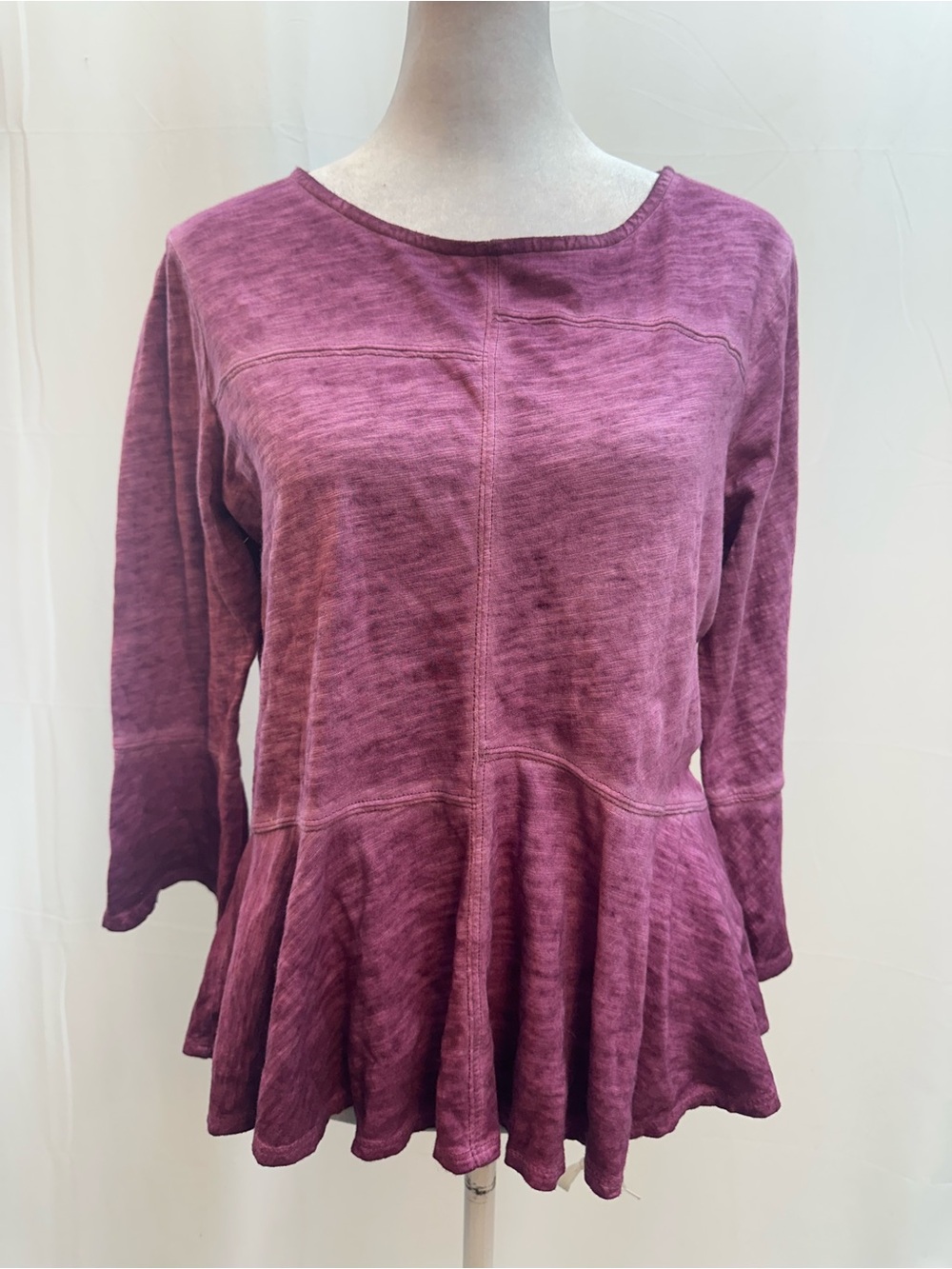 Akemi + Kin Washed Plum Long Sleeve Peplum Top XS